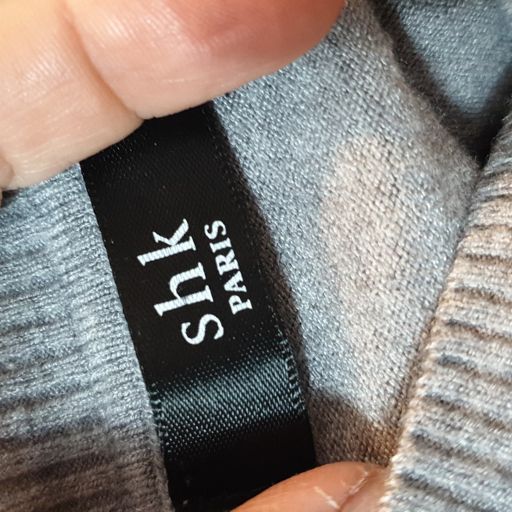 Fitted puff arm knit jumper with embellished mesh sleeves, UK size 10 12, AS NEW - Picture 12 of 12